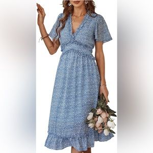 Kirundo 2023 Women's Summer Casual Ruffle Short Sleeve V Neck Boho Flora…